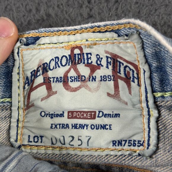 Vtg Abercrombie & Fitch Jeans Mens 30x32 Blue Bootcut Y2K Faded Light Wash - Picture 5 of 16